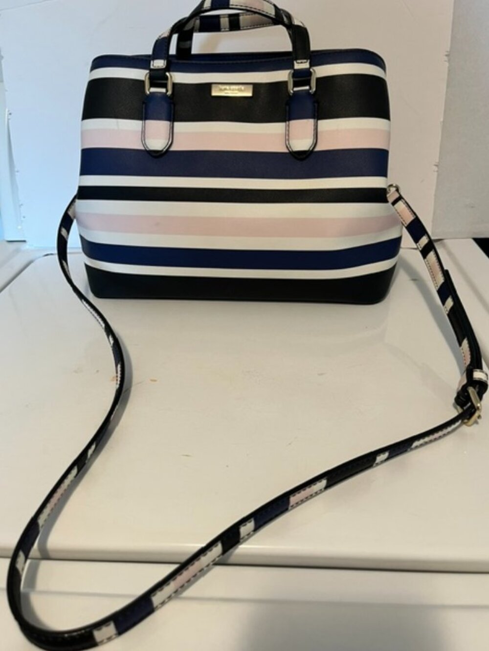 Kate Spade striped satchel.